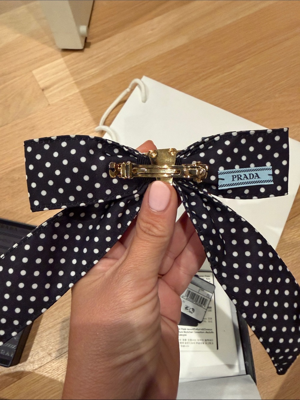 PRADA Black Polka Dot Bow Brooch - Picture 6 of 7